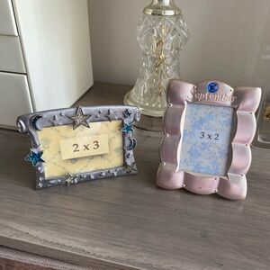 Vintage Y2K Silver Mini Picture Frames - Stars Moons September Birthstone